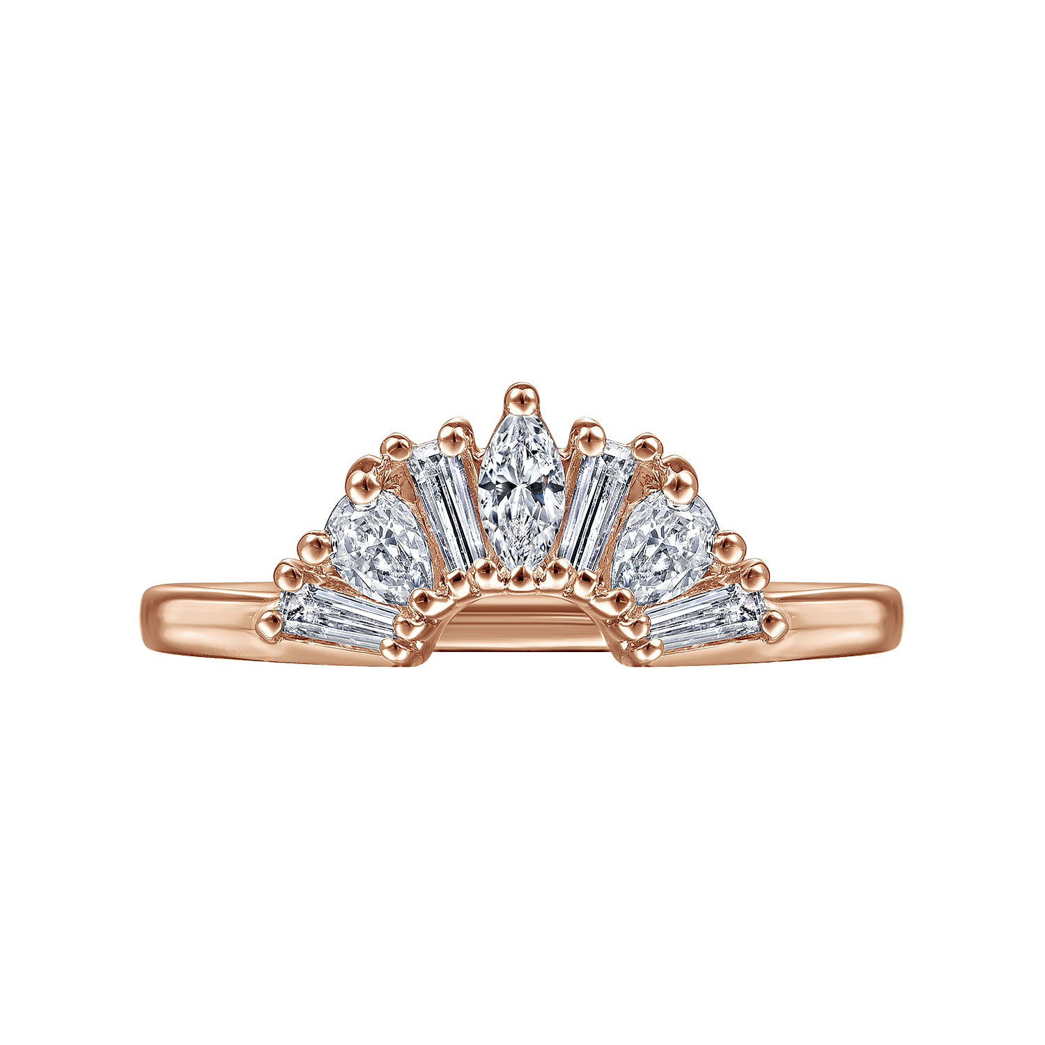 Curved Wedding Ring in 14k Rose Gold with  Natural Diamond at Gabriel & Co. - Shot 6