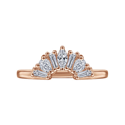 Trento - 14K Rose Gold Fancy Diamond Cut Curved Anniversary Band