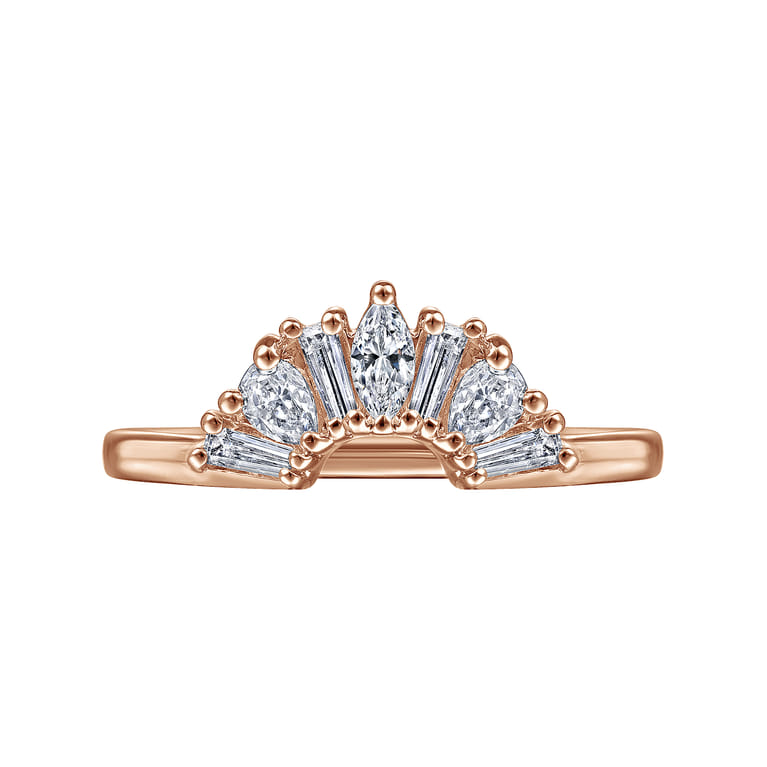 Curved Wedding Ring in 14k Rose Gold with  Natural Diamond at Gabriel & Co. - Shot 6