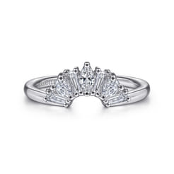 Trento - 14K White Gold Fancy Diamond Cut Curved Anniversary Band