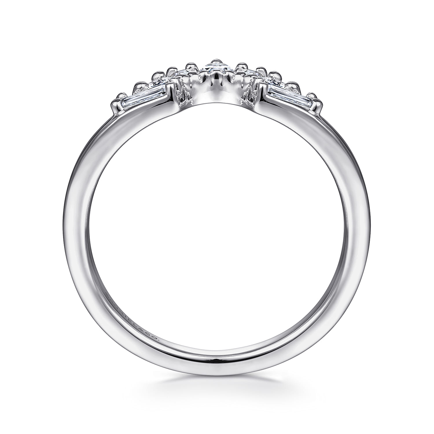 Curved Wedding Ring in 14k White Gold with  Natural Diamond at Gabriel & Co. - Shot 2