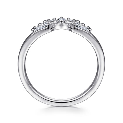 Trento - 14K White Gold Fancy Diamond Cut Curved Anniversary Band
