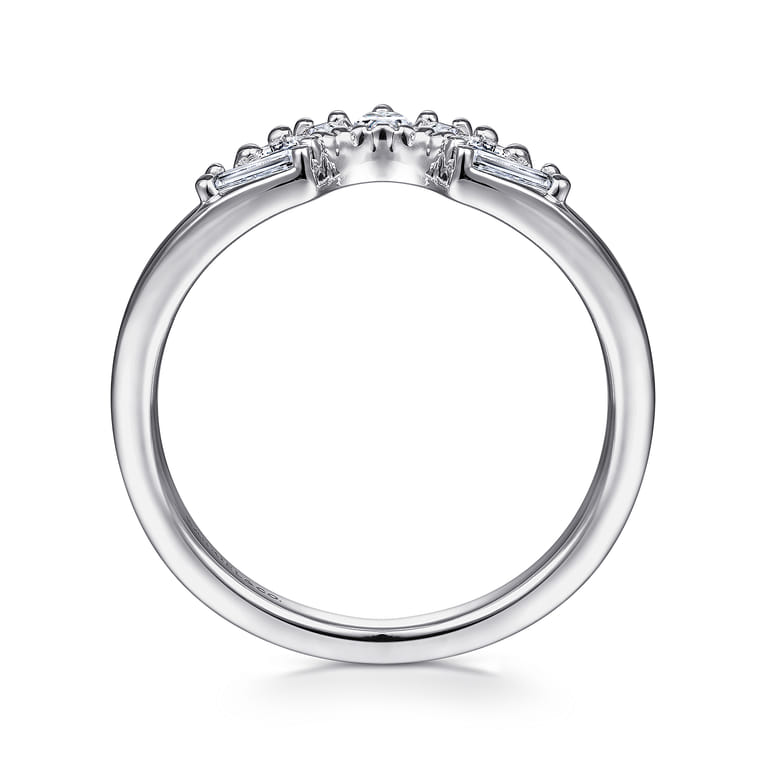 Curved Wedding Ring in 14k White Gold with  Natural Diamond at Gabriel & Co. - Shot 2