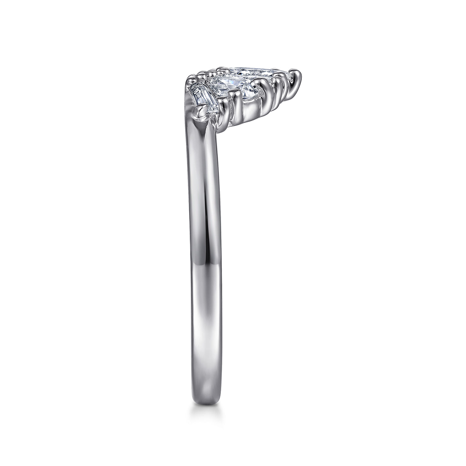 Curved Wedding Ring in 14k White Gold with  Natural Diamond at Gabriel & Co. - Shot 4