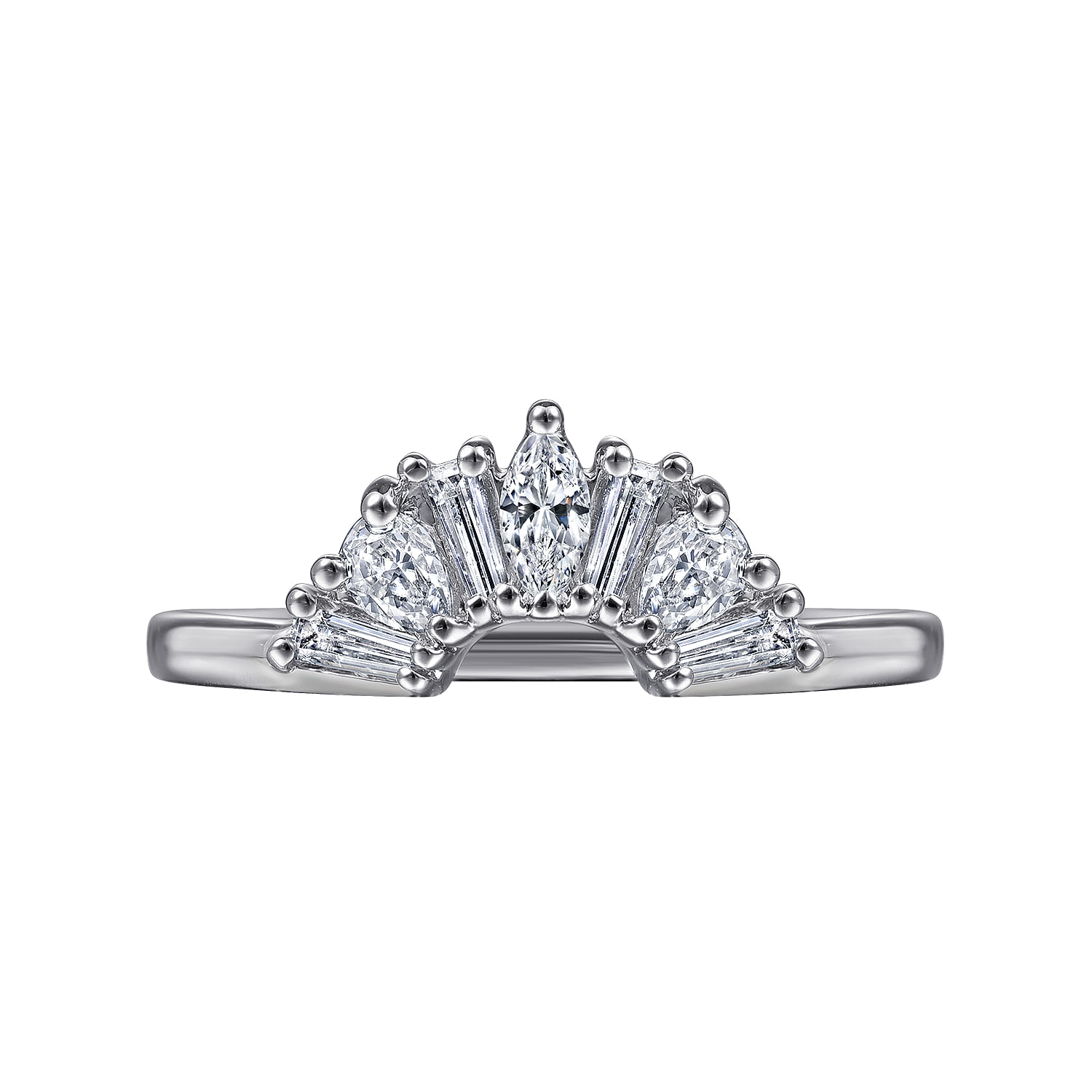 Curved Wedding Ring in 14k White Gold with  Natural Diamond at Gabriel & Co. - Shot 6