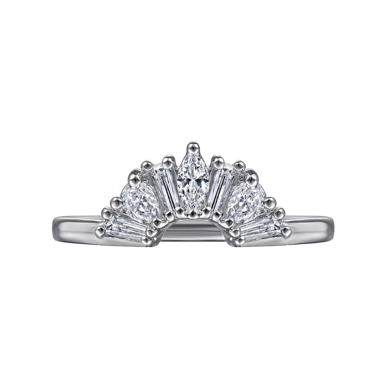 Curved Wedding Ring in 14k White Gold with  Natural Diamond at Gabriel & Co. - Shot 6