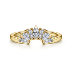 Trento - 14K Yellow Gold Fancy Diamond Cut Curved Anniversary Band