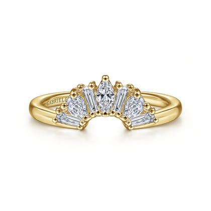 Trento - 14K Yellow Gold Fancy Diamond Cut Curved Anniversary Band