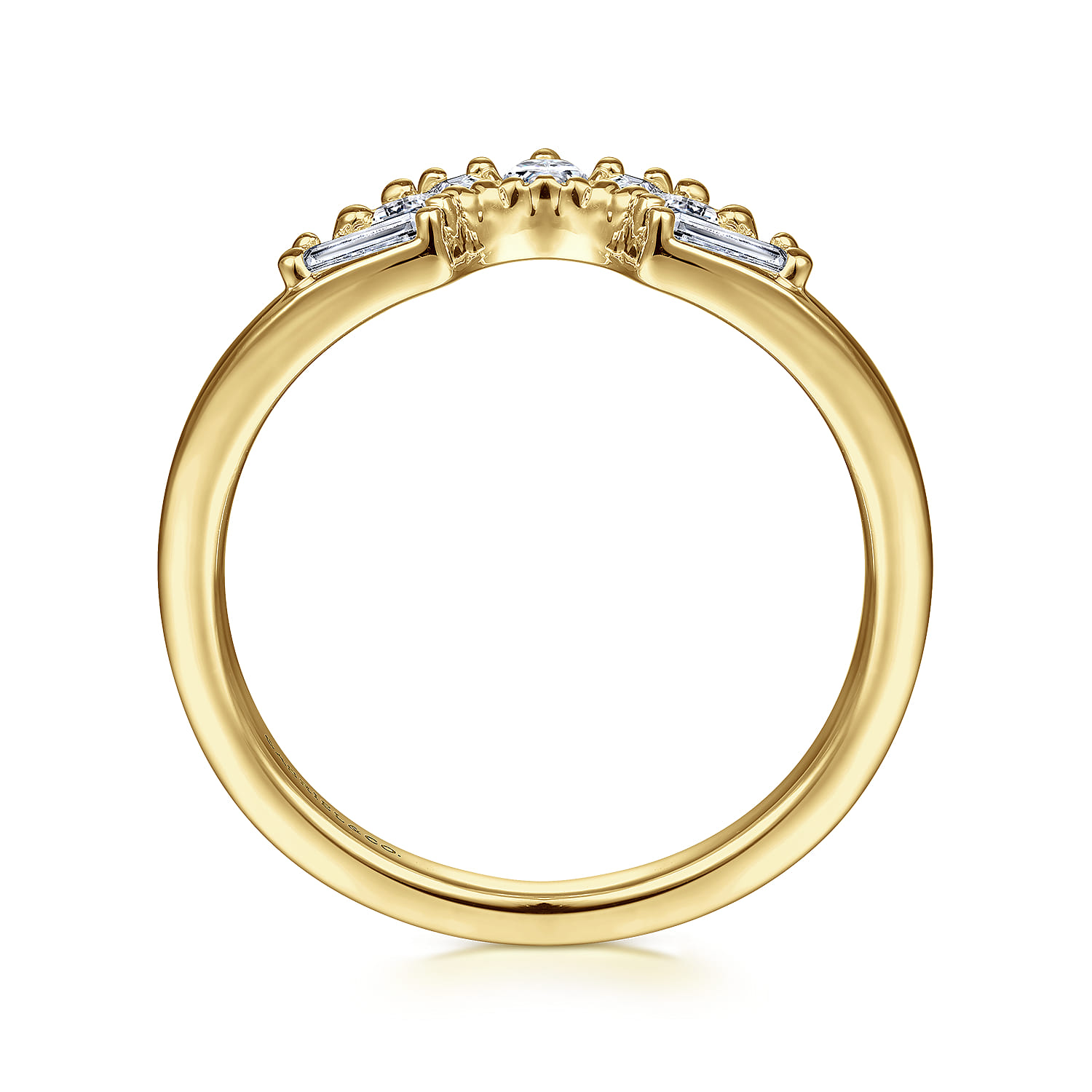 Curved Wedding Ring in 14k Yellow Gold with  Natural Diamond at Gabriel & Co. - Shot 2