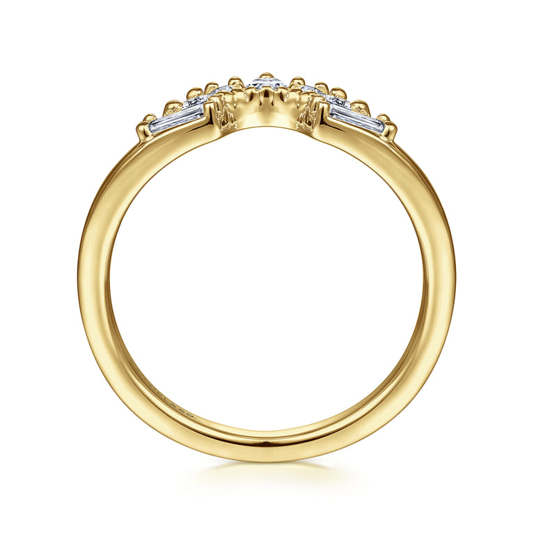 Curved Wedding Ring in 14k Yellow Gold with  Natural Diamond at Gabriel & Co. - Shot 2