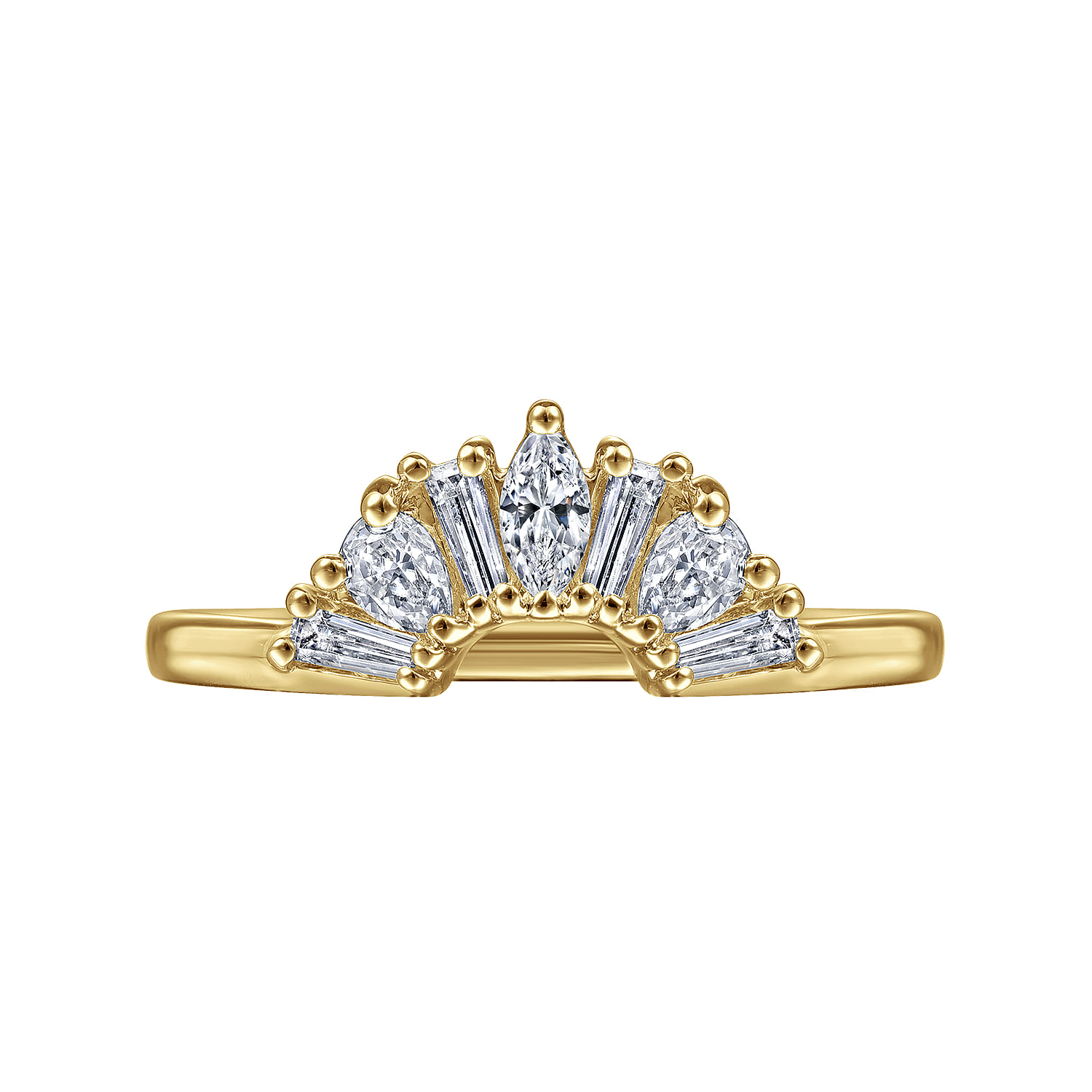 Curved Wedding Ring in 14k Yellow Gold with  Natural Diamond at Gabriel & Co. - Shot 5