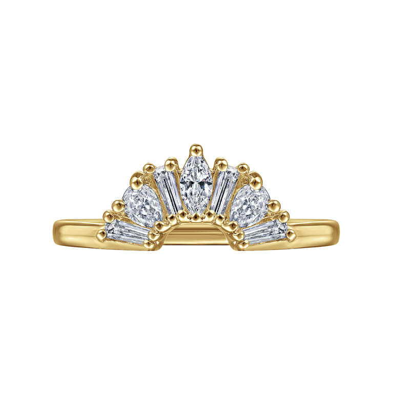 Curved Wedding Ring in 14k Yellow Gold with  Natural Diamond at Gabriel & Co. - Shot 5