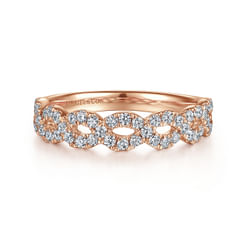 14K Rose Gold Twisted Diamond Anniversary Band