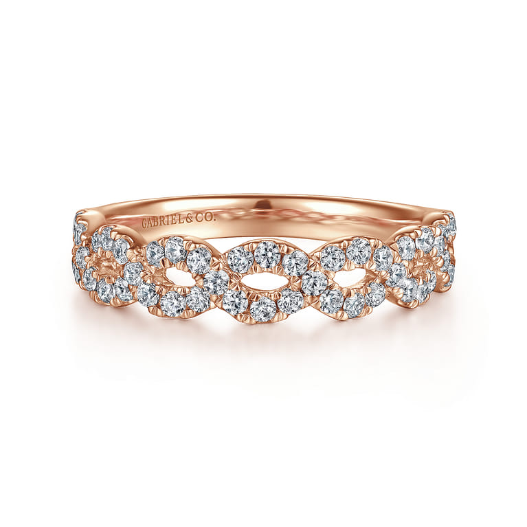 Fancy Wedding Ring in 14k Rose Gold with Round Natural Diamond at Gabriel & Co. - Shot 1