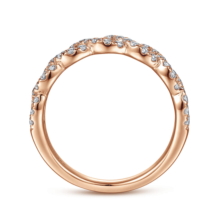 Fancy Wedding Ring in 14k Rose Gold with Round Natural Diamond at Gabriel & Co. - Shot 2