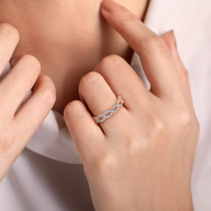 Treviso - 14K Rose Gold Twisted Diamond Anniversary Band