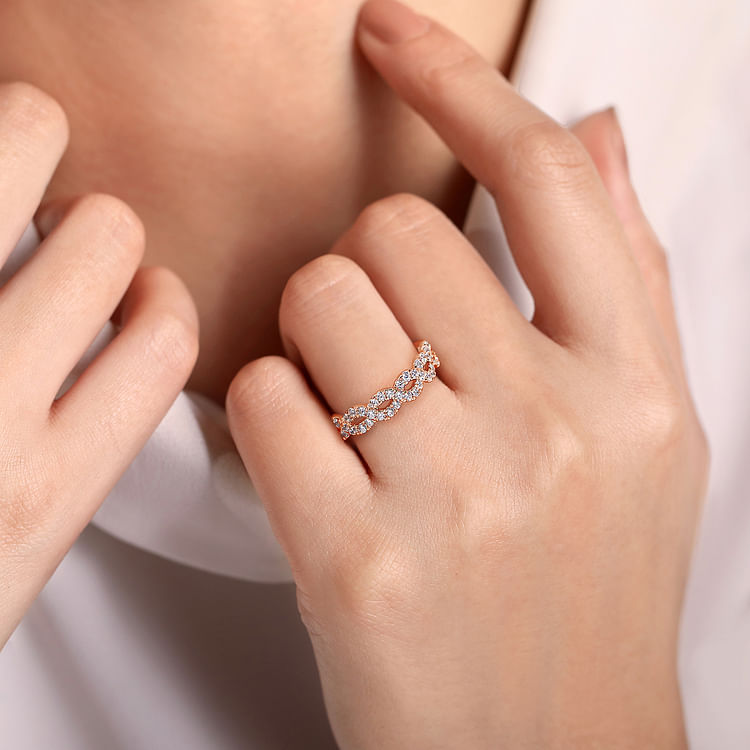Treviso - 14K Rose Gold Twisted Diamond Anniversary Band