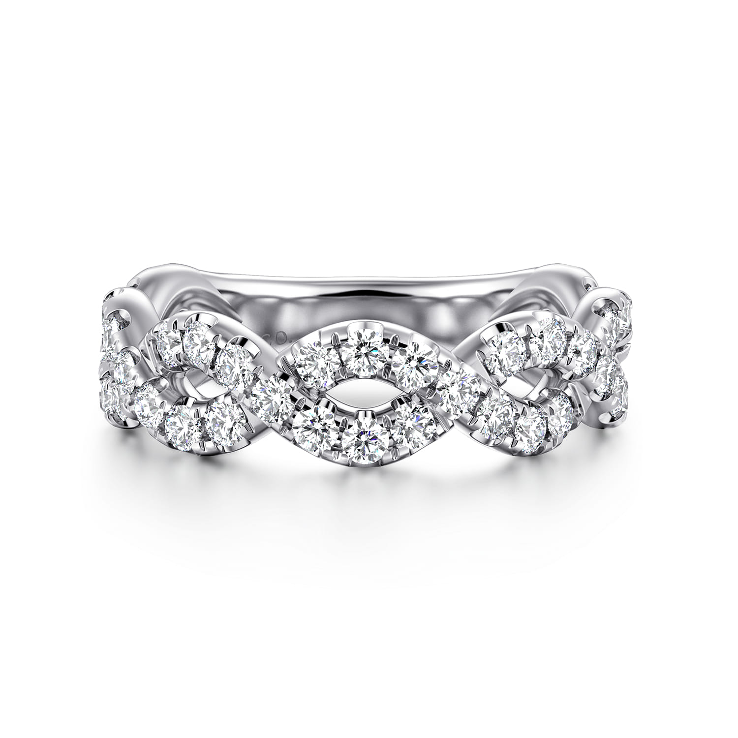 Twisted Wedding Ring in 14k White Gold with Round Natural Diamond at Gabriel & Co. - Shot 1