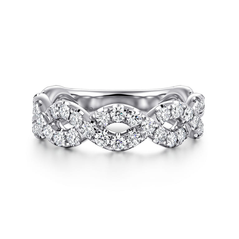 Twisted Wedding Ring in 14k White Gold with Round Natural Diamond at Gabriel & Co. - Shot 1