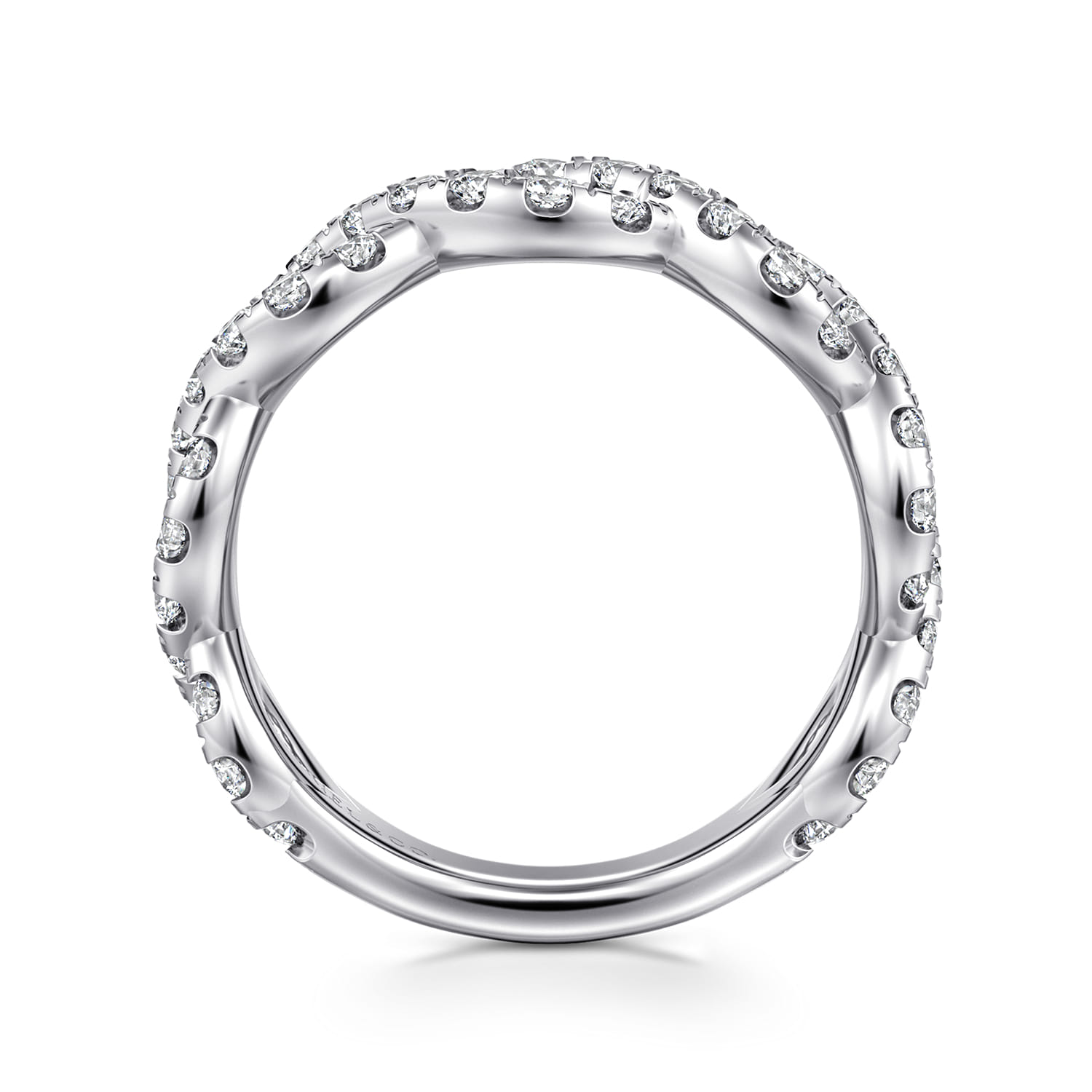 Twisted Wedding Ring in 14k White Gold with Round Natural Diamond at Gabriel & Co. - Shot 2