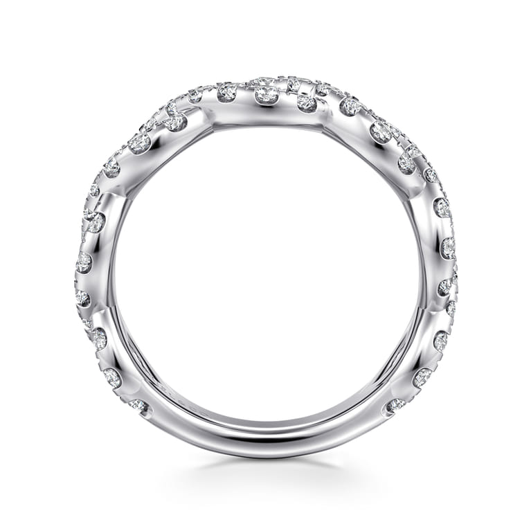 Twisted Wedding Ring in 14k White Gold with Round Natural Diamond at Gabriel & Co. - Shot 2