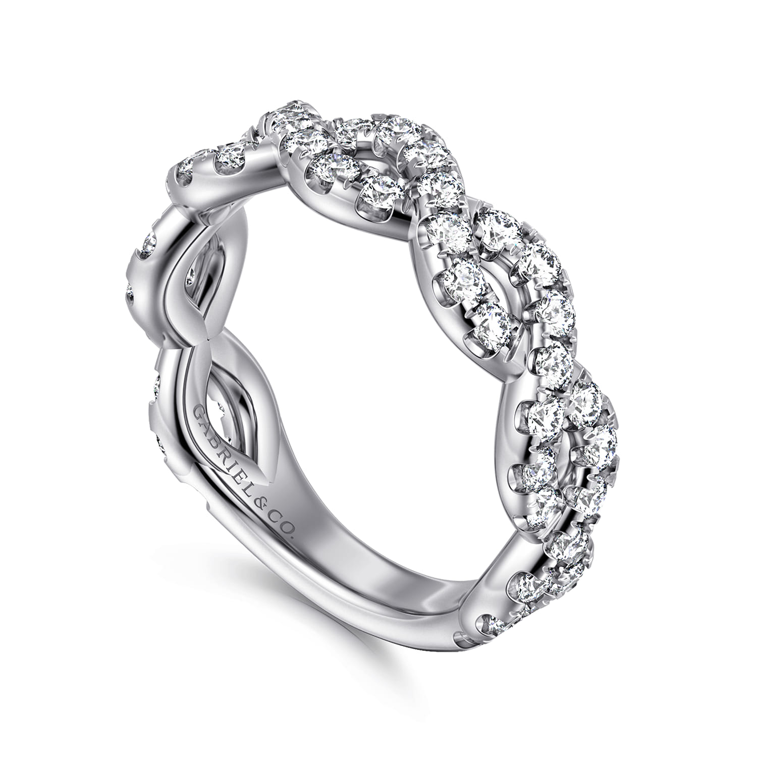 Twisted Wedding Ring in 14k White Gold with Round Natural Diamond at Gabriel & Co. - Shot 3