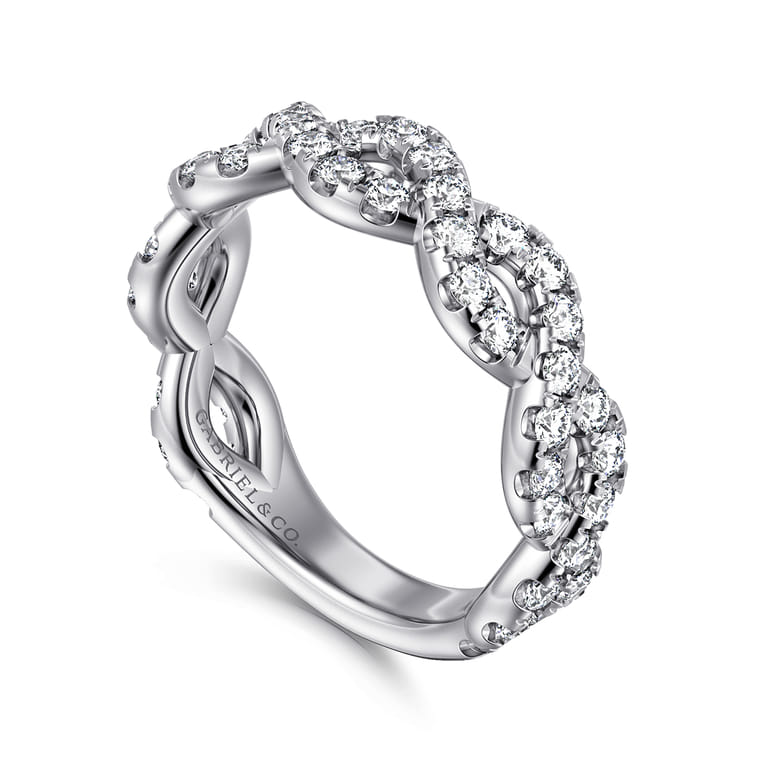 Twisted Wedding Ring in 14k White Gold with Round Natural Diamond at Gabriel & Co. - Shot 3