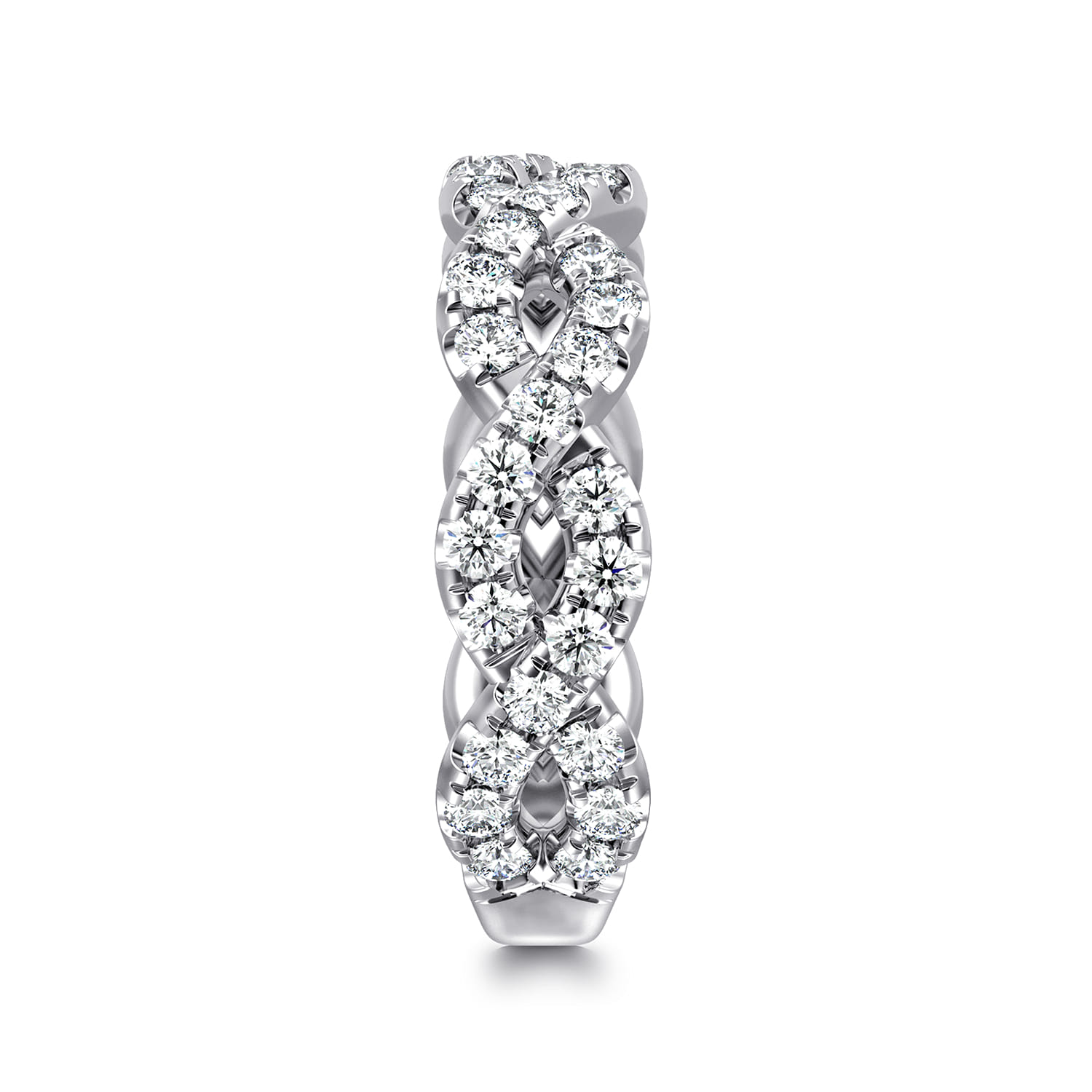 Twisted Wedding Ring in 14k White Gold with Round Natural Diamond at Gabriel & Co. - Shot 4