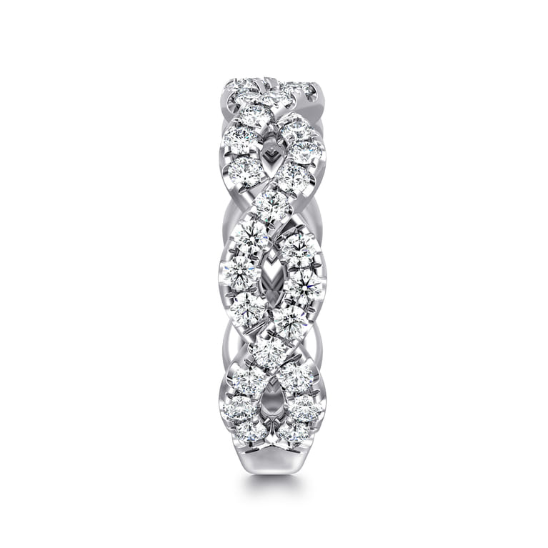 Twisted Wedding Ring in 14k White Gold with Round Natural Diamond at Gabriel & Co. - Shot 4