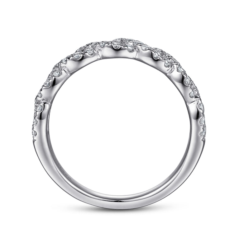 Fancy Wedding Ring in 14k White Gold with Round Natural Diamond at Gabriel & Co. - Shot 2