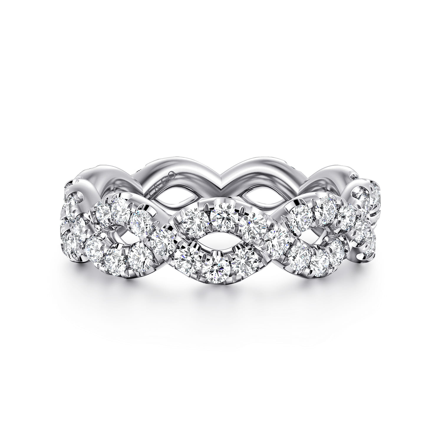 Eternity Band Wedding Ring in 14k White Gold with Round Natural Diamond at Gabriel & Co. - Shot 1