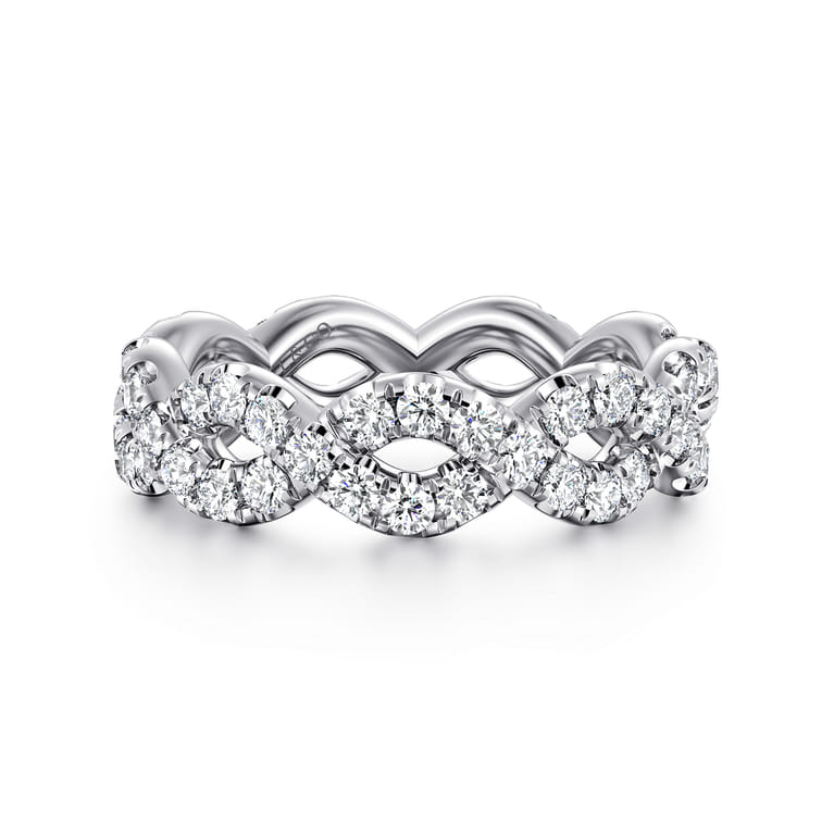 Eternity Band Wedding Ring in 14k White Gold with Round Natural Diamond at Gabriel & Co. - Shot 1