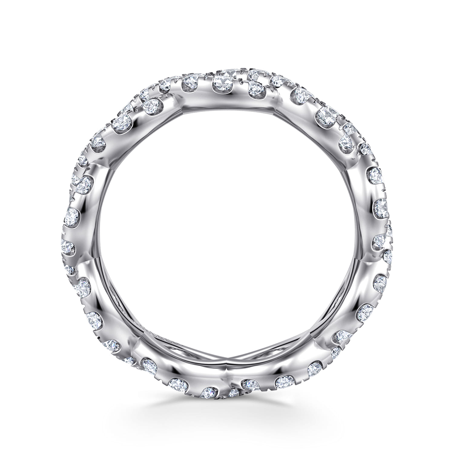 Eternity Band Wedding Ring in 14k White Gold with Round Natural Diamond at Gabriel & Co. - Shot 2