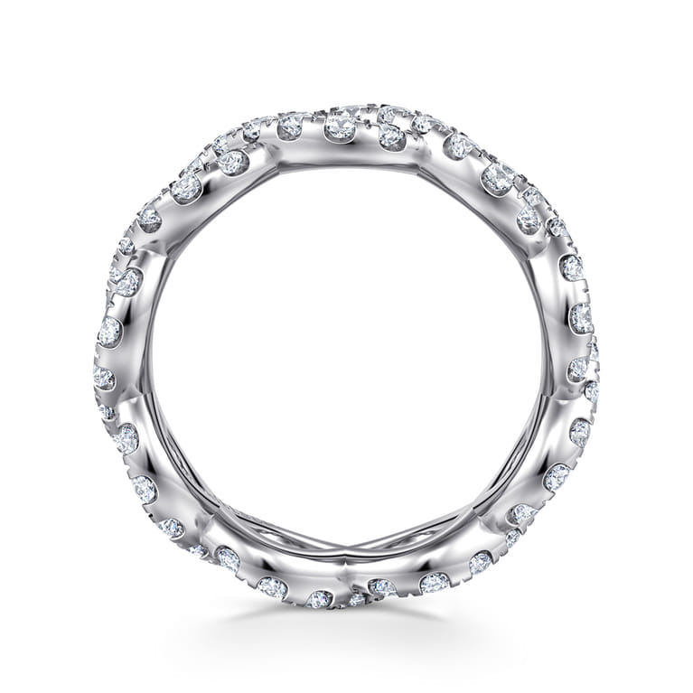 Eternity Band Wedding Ring in 14k White Gold with Round Natural Diamond at Gabriel & Co. - Shot 2