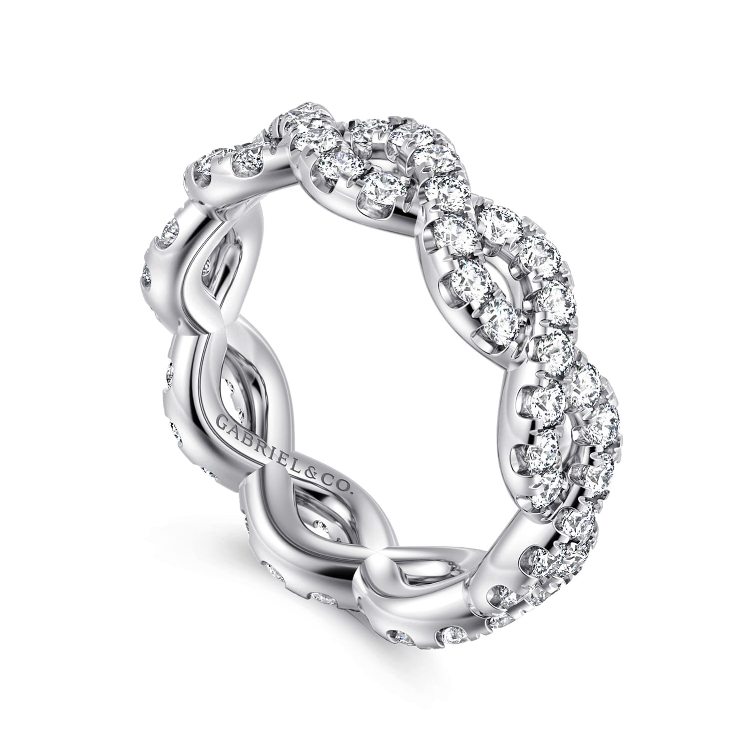 Eternity Band Wedding Ring in 14k White Gold with Round Natural Diamond at Gabriel & Co. - Shot 3