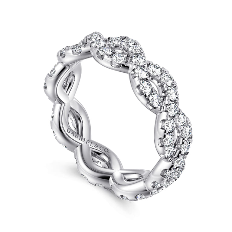 Eternity Band Wedding Ring in 14k White Gold with Round Natural Diamond at Gabriel & Co. - Shot 3