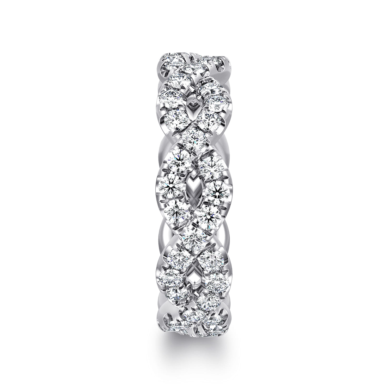 Eternity Band Wedding Ring in 14k White Gold with Round Natural Diamond at Gabriel & Co. - Shot 4