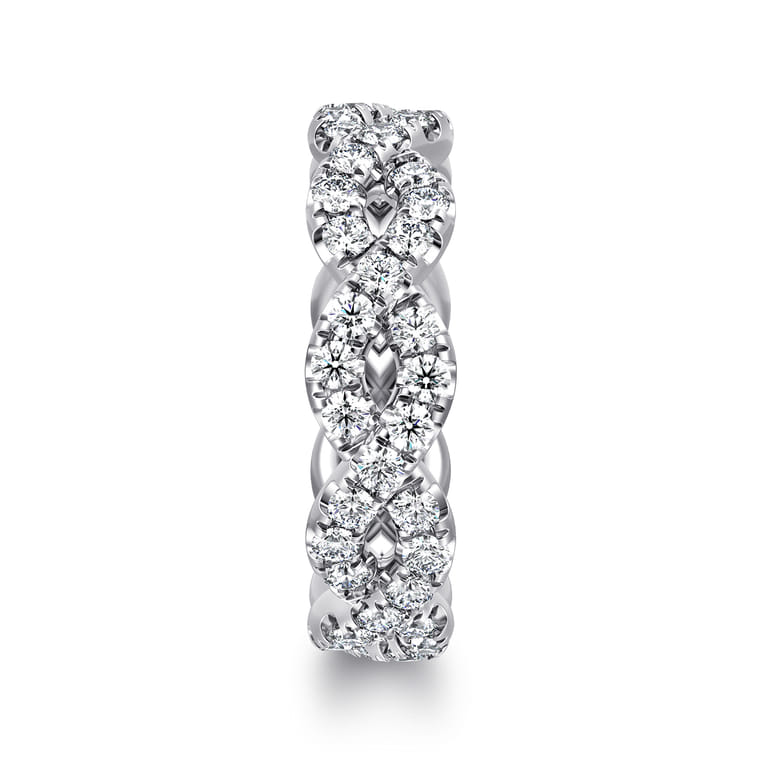 Eternity Band Wedding Ring in 14k White Gold with Round Natural Diamond at Gabriel & Co. - Shot 4