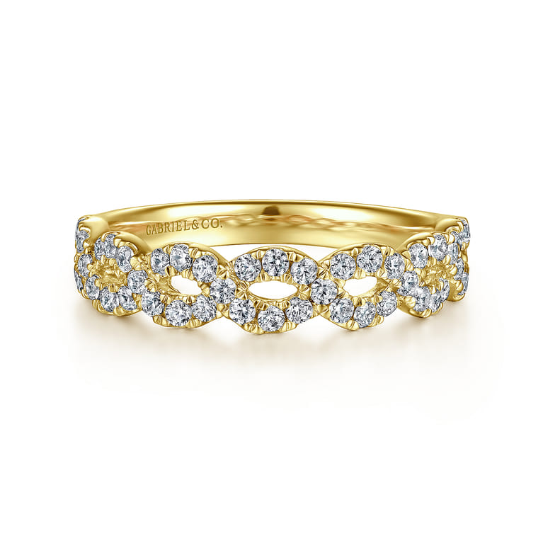 Fancy Wedding Ring in 14k Yellow Gold with Round Natural Diamond at Gabriel & Co. - Shot 1