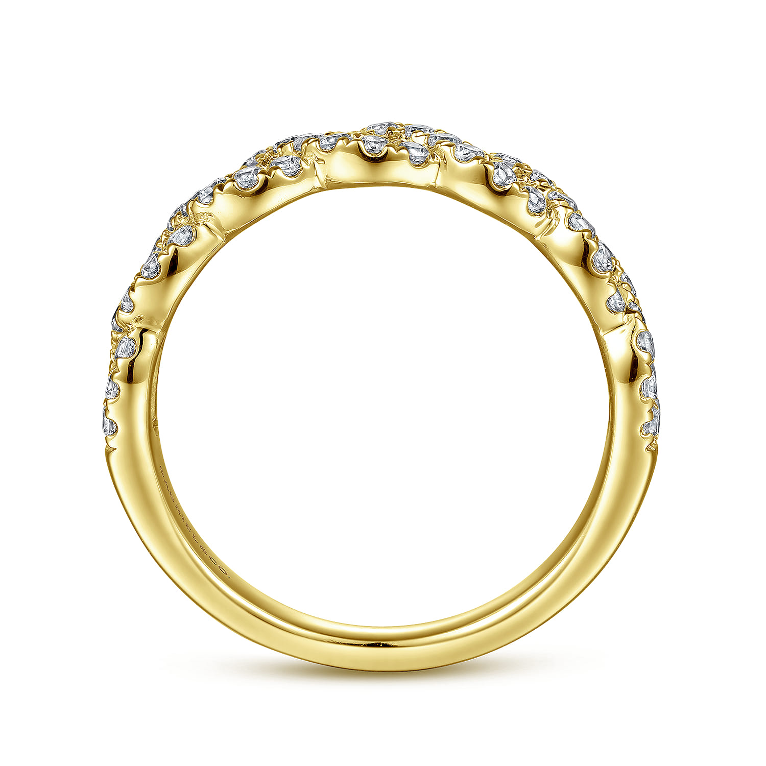 Fancy Wedding Ring in 14k Yellow Gold with Round Natural Diamond at Gabriel & Co. - Shot 2