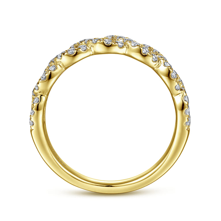 Fancy Wedding Ring in 14k Yellow Gold with Round Natural Diamond at Gabriel & Co. - Shot 2