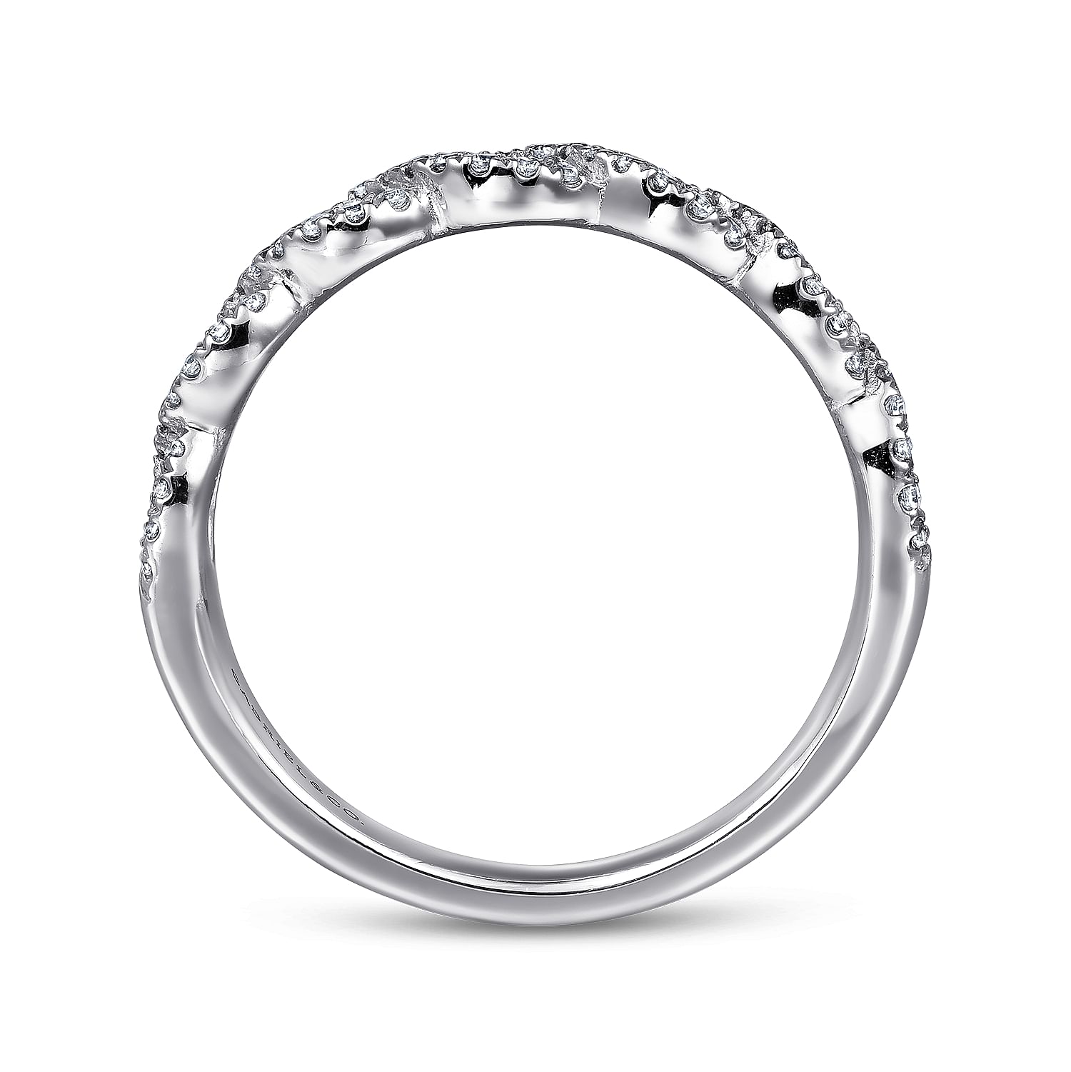 Fancy Wedding Ring in Platinum with Round Natural Diamond at Gabriel & Co. - Shot 2