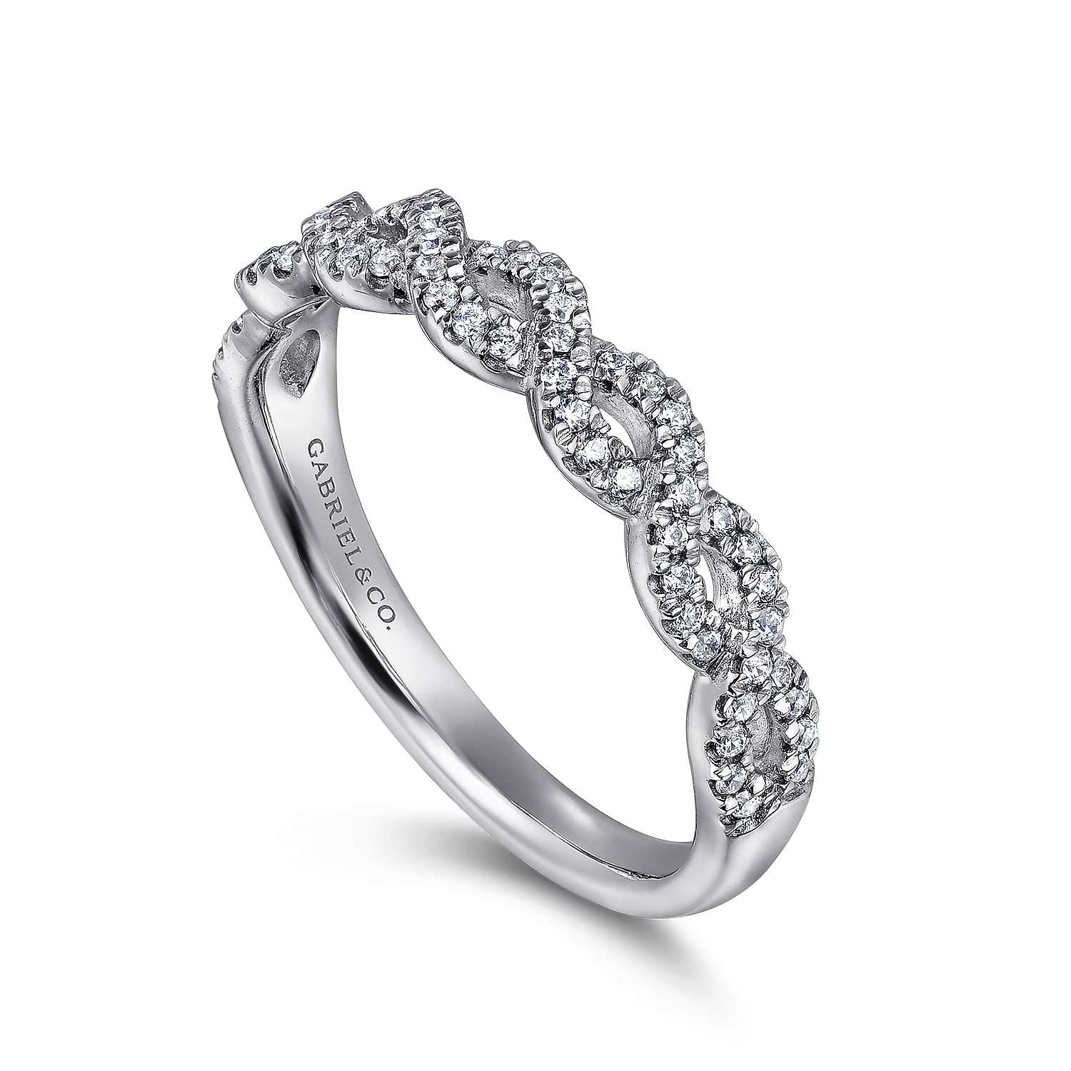 Fancy Wedding Ring in Platinum with Round Natural Diamond at Gabriel & Co. - Shot 3