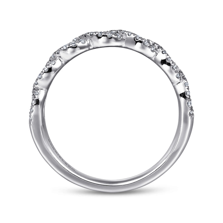 Fancy Wedding Ring in 14k White Gold with Round Natural Diamond at Gabriel & Co. - Shot 2