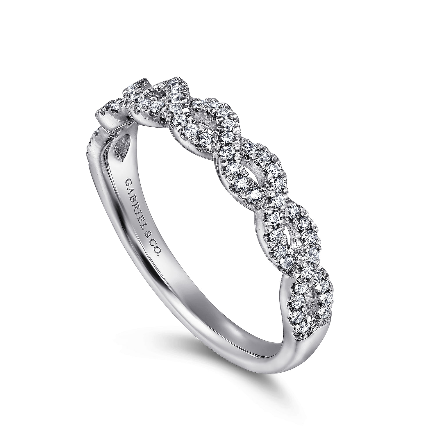 Treviso - Twisted-14K White Gold Twisted Diamond Anniversary Band - 0.2 ct - Shot 3