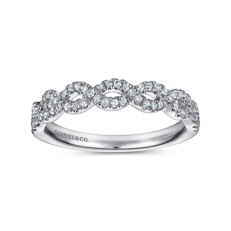 Fancy Wedding Ring in 14k White Gold with Round Natural Diamond at Gabriel & Co. - Shot 4