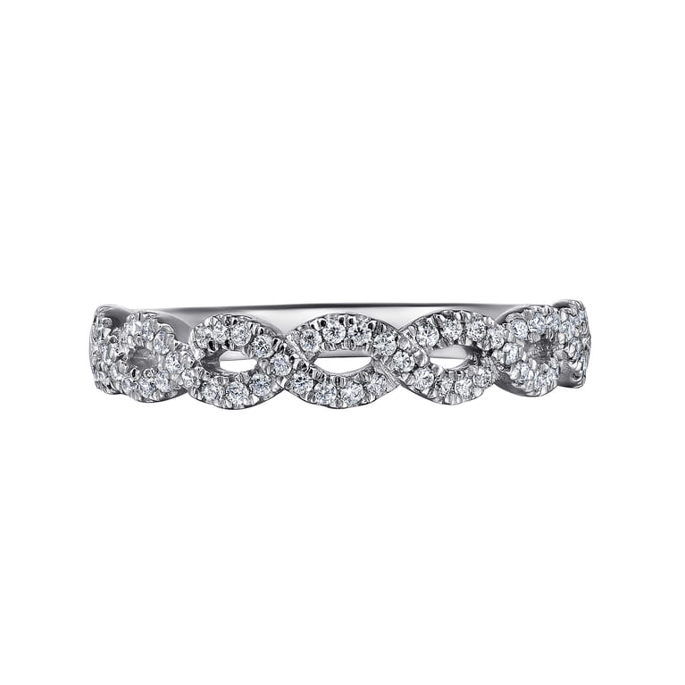 Fancy Wedding Ring in 14k White Gold with Round Natural Diamond at Gabriel & Co. - Shot 6