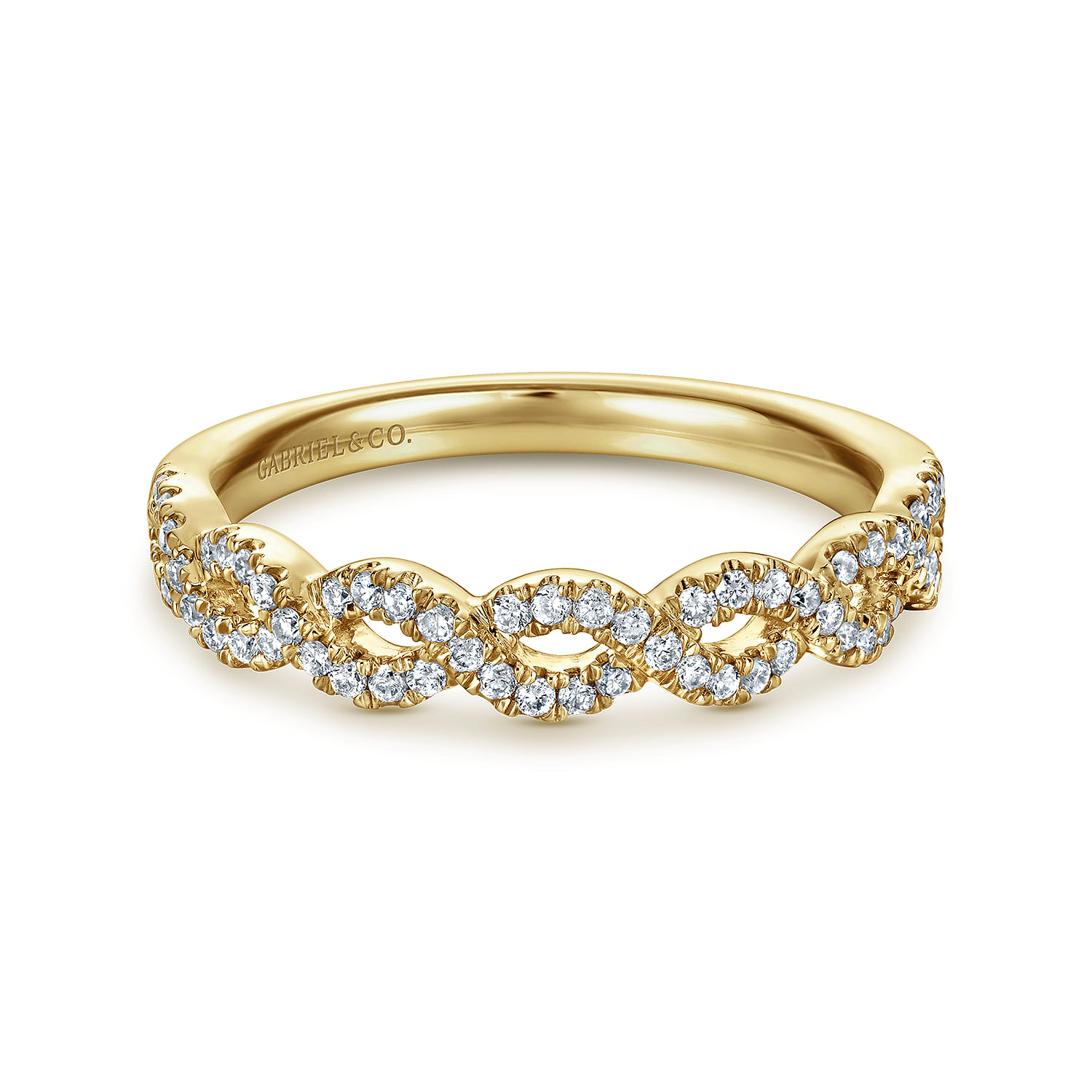 Fancy Wedding Ring in 14k Yellow Gold with Round Natural Diamond at Gabriel & Co. - Shot 1