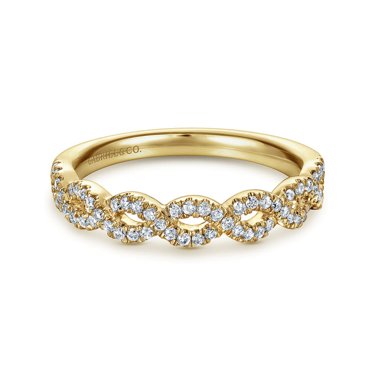 Fancy Wedding Ring in 14k Yellow Gold with Round Natural Diamond at Gabriel & Co. - Shot 1