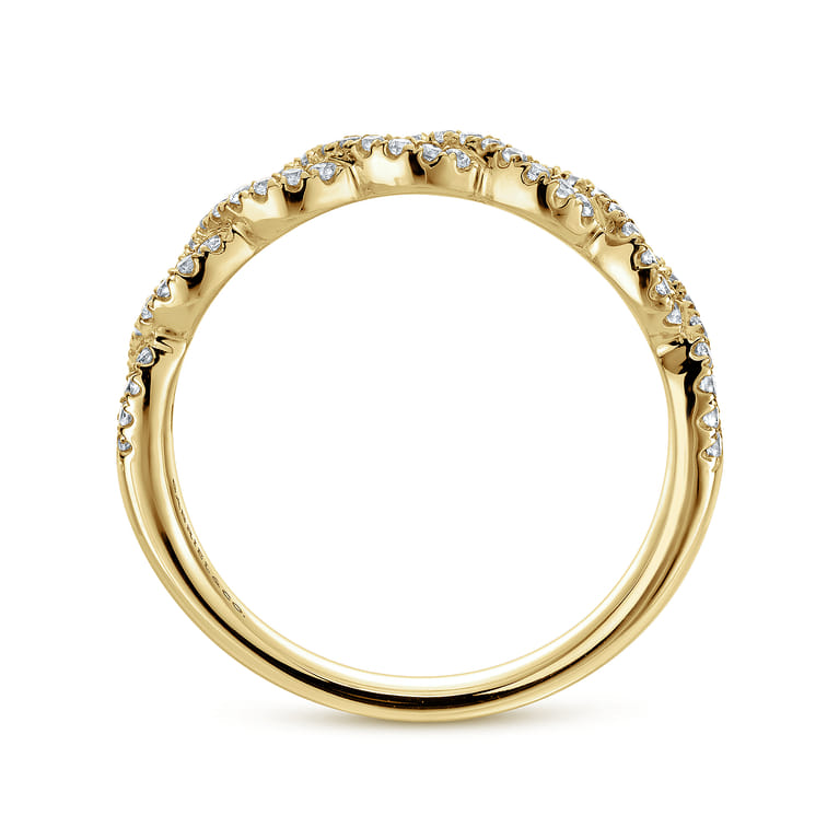 Fancy Wedding Ring in 14k Yellow Gold with Round Natural Diamond at Gabriel & Co. - Shot 2
